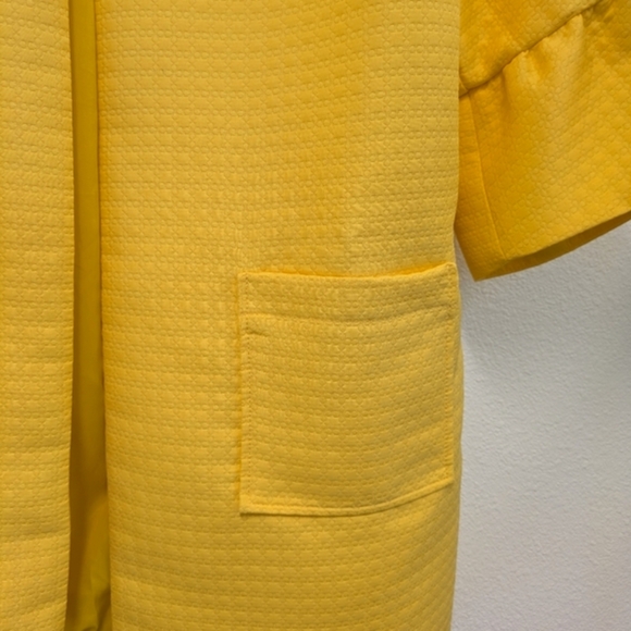 Bright Lemon Yellow Ruffled Bell Sleeve Quilted Jacket sz 18W Business Office - Picture 8 of 10